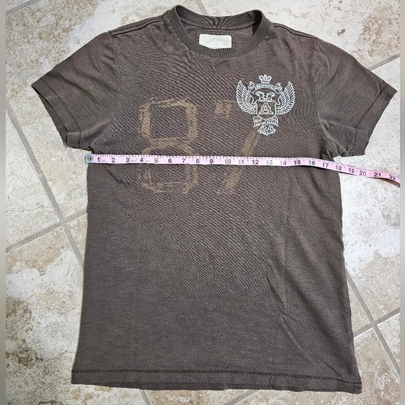 Aeropostale Mens S/M Brown Distressed Graphic T Shirt Eagle Crest 87 Y2K Grunge - Picture 6 of 7